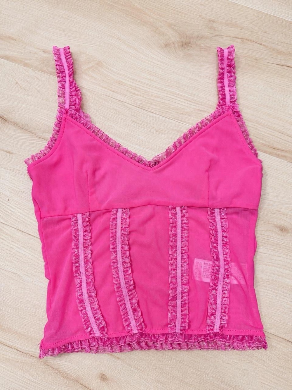 Forever 21 Pink Ruffled Mesh Cami - Picture 2 of 3